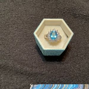 Ring blue oval stone, costume jewelry